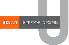 Urban interior design logo with an orange and gray color scheme.