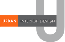 Urban interior design logo with an orange and gray color scheme.